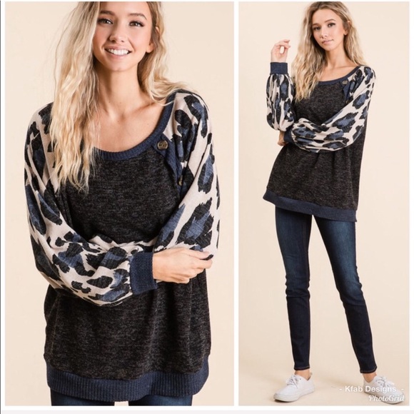 ❤️LAST Leopard Sweater Knit Top with aPuff Sleeves - Picture 7 of 8